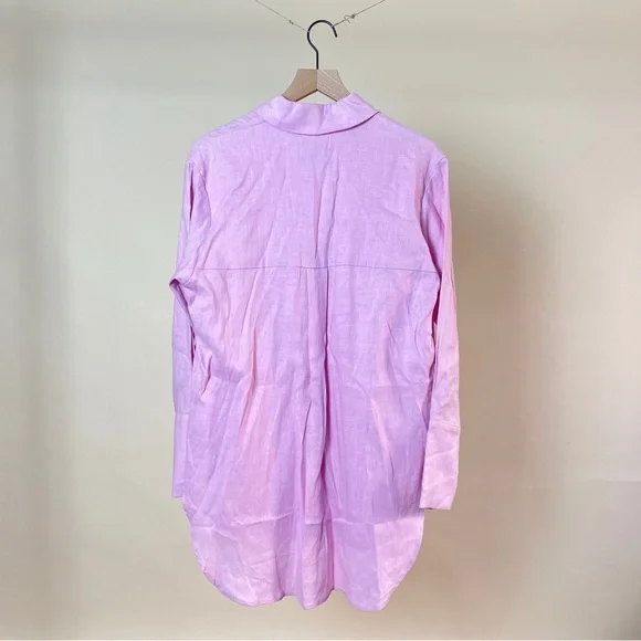 NWT BARDO COLLECTIVE Trevi Linen Shirt in Bubblegum Pink - Picture 5 of 5